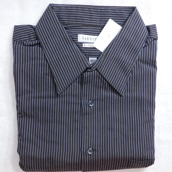 Brown Stripe Regular Fit Dress Shirt 17 32/33  DNA - Picture 1 of 3